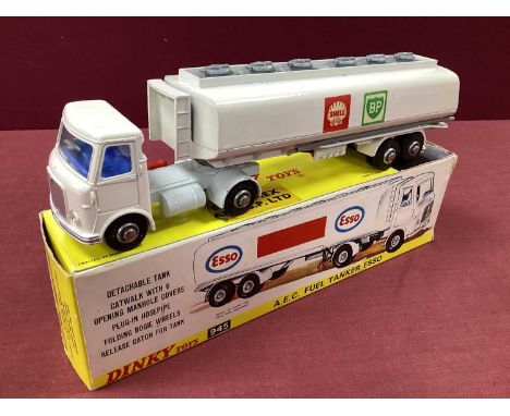 Dinky No 945 AEC Fuel Tanker, possibly Code 3, overall model very good; however, white on tanker painted and BP/Shell sticker