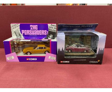 Two Corgi TV Themed Diecast Model Cars comprising of #CC07002 The Persuaders 1:36 Aston Martin DBS with Lord Brett Sinclair R