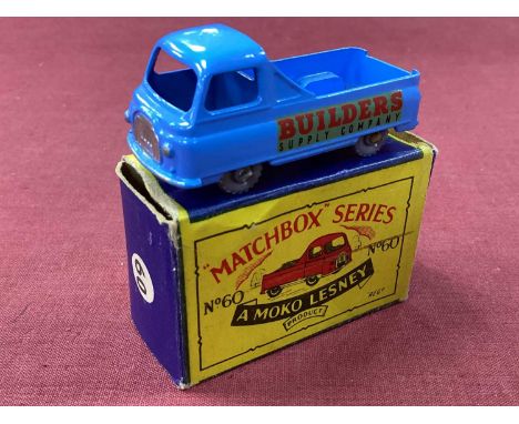 A Moko Lesney Matchbox No 60 J2 Pick Up Builders Van, overall very good, chip to front bumper, box with slight crushing to th