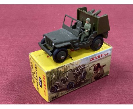 French Dinky No 828 Rocket Carrier Jeep, overall very good/excellent and complete, boxed.