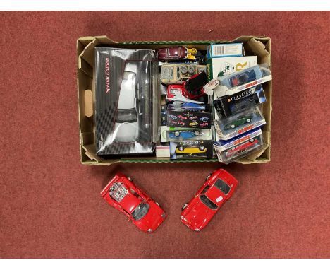 A Quantity of Diecast Model Vehicles by Burago, Corgi, Lledo, Matchbox and other to include Maisto 1:18 Cadillac 2000 DeVille