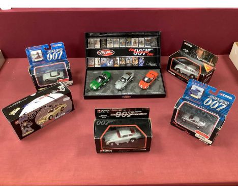 Eight James Bond Themed Diecast Model Vehicles by Minichamps, Corgi to include Minichamps 1:43 'Bond Collection' Die Another 