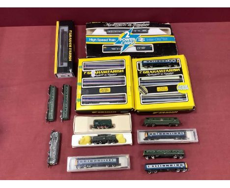 Eleven 'N' Gauge/2mm Boxed and Loose UK Diesel Locomotives, comprising a Farish 371-202 Class 44 BR green "Ingleborough" (ver