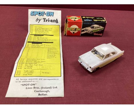 Original Spot-on Ford Zodiac, with working lights, white/yellow, some staining to the body work, boxed in picture box with da