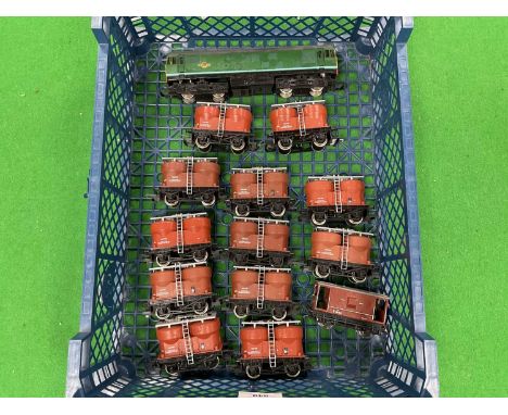 An 00 gauge diesel cement train, including a Hornby Class 24 Bo-Bo locomotive (untested), twelve Hornby Prestwin cement wagon