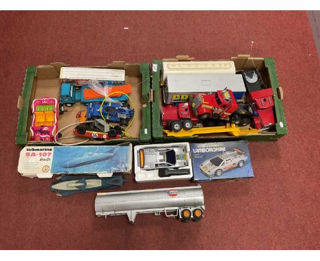 A Quantity of Radio Controlled, Remote Controlled, Plastic and Tinplate Model Vehicles by Daiya, Ranetta, Joustra, Tonka and 