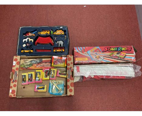 A Quantity of Circa 1970's /1980's Diecast Model Vehicles and Accessories by Corgi, Matchbox to include Corgi 802 Mercedes 30