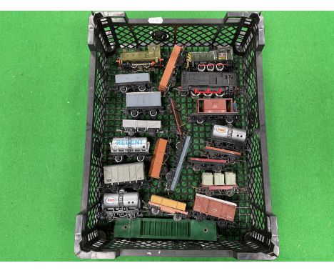 Three 00 gauge diesel shunters including a Bachmann Class 03 in MoD livery; a kit-built 0-4-0 in WD green, and a Wrenn Class 