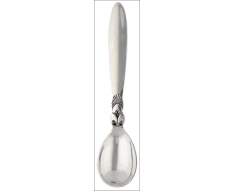 Georg Jensen: a Danish silver small ‘Cactus’ pattern preserve spoon, designed by Gundolph Albertus, reverse stamped with make