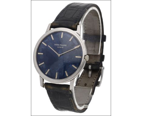 Patek Philippe. A slim white gold automatic wristwatch with blue dial, Ref. 3588, Calatrava, circa 1973 Movement: cal.28-255,