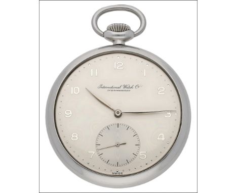International Watch Co. A steel open-faced keyless watch, No. 1332986, circa 1950 Movement: cal. 67 damascened, lever escapem