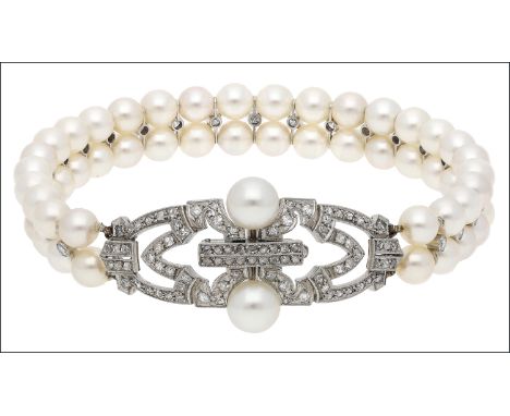 Formerly from the Collection of Her Royal Highness, The Princess Margaret, Countess of Snowdon:      An Art Deco cultured pea