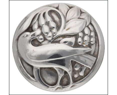 Georg Jensen: a Danish silver circular bird and berries brooch, No. 53, designed by Johan Rohde, circa 1917, marks for 1915-1