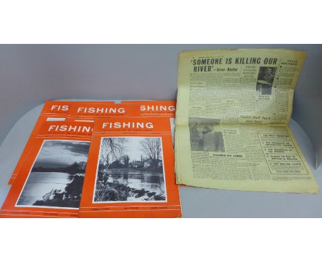 A First Edition of The Angler's Mail Newspaper, Thurs 11 June 1964 and six Editions of Fishing Fri Feb 22 1963 to Fri March 2