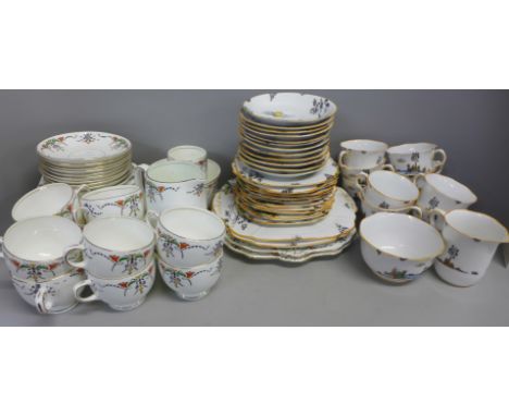 Two Art Deco ten setting tea sets, Gladstone and Melba, one cup a/f 