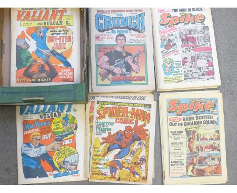 1970s/1980s comics The Crunch, Spike, Valiant, Spiderman 