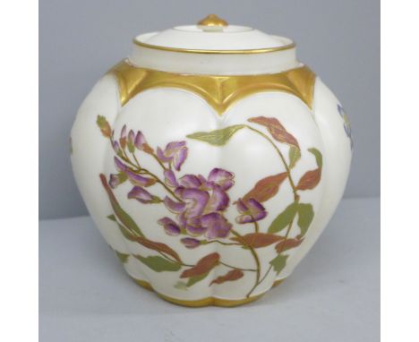 A Royal Worcester pot pourri and cover, 1313 backstamp, lacking outer top 