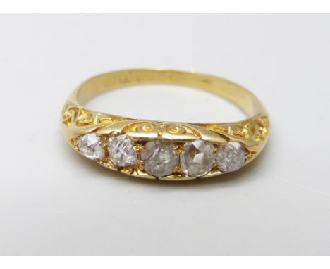 An Edward VII 18ct gold and diamond ring, Birmingham 1902, 3g, M 