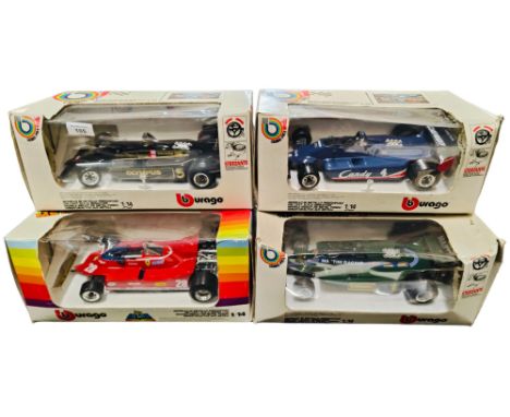 4 BOXED FORMULA 1 BURAGO LARGE SCALE MODELS 