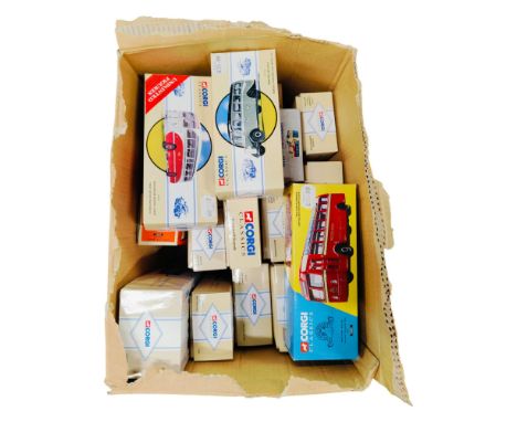 BOX LOT OF CORGI MODEL BUSES BOXED 