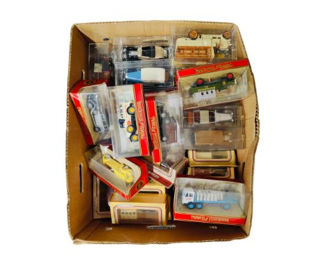 BOX LOT OF MODEL CARS , TRUCKS ETC 