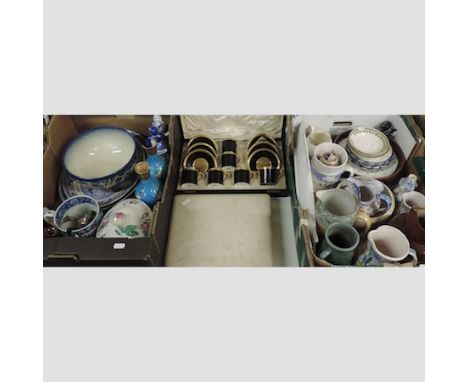 A gilt and black Royal Worcester for Asprey part coffee set, boxed, together with two boxes of pottery