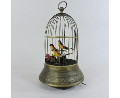 A reproduction bird cage automaton, 30cm tall
