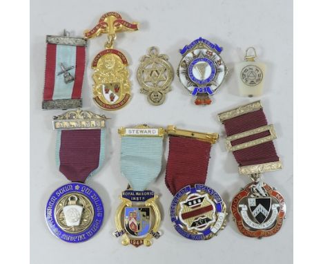 A collection of early 20th century silver gilt and enamel Masonic medals