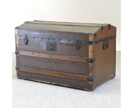 A 19th century iron bound dome top trunk, 80cm