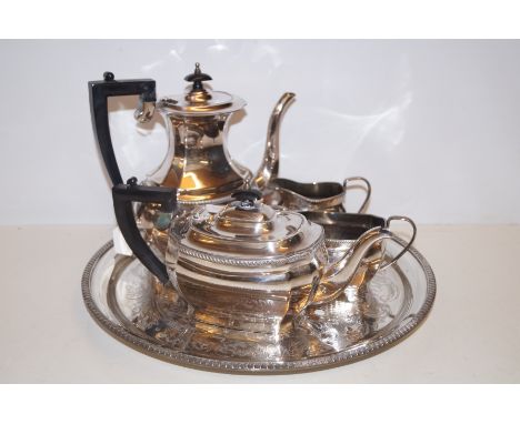 Walker and Hall four piece tea service with associated tray 