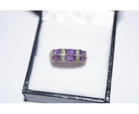 9ct gold amethyst ladies ring 