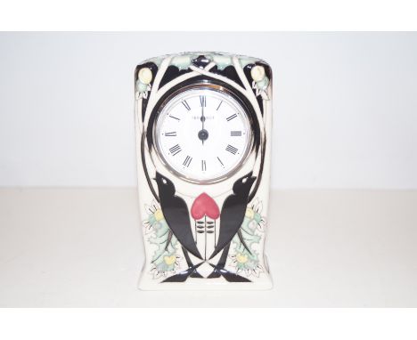 Moorcroft mantel clock in the Talwin pattern, height 16cm 