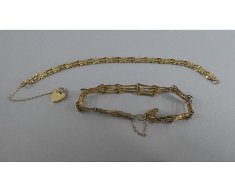 Two 9ct Gold Gate Link Bracelets with Padlock Clasps. 7.9gms 