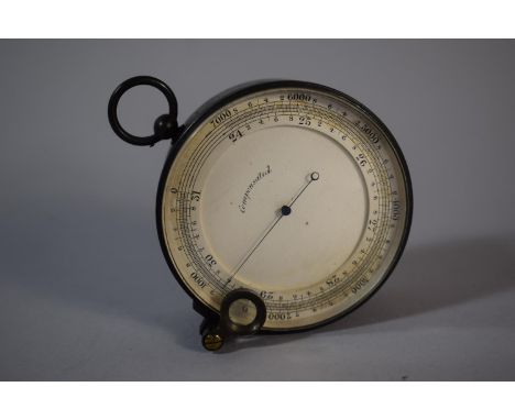 A 19th Century Travelling Compensated Barometer/Altimeter in Oxidised Brass Case having Steel Needle with Rise and Fall Magni