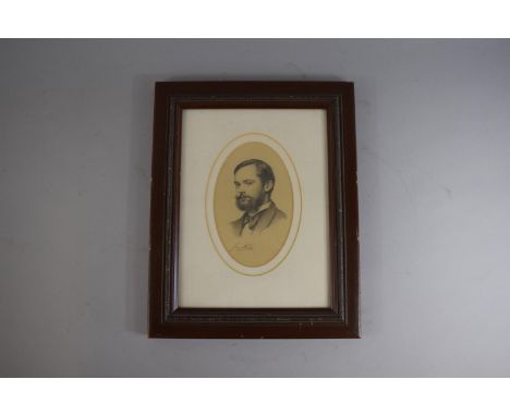 A Framed Pencil Sketch of Gents Portrait Dated 23 Feb '84 and Signed in Pencil by Artist J R 26cm Wide