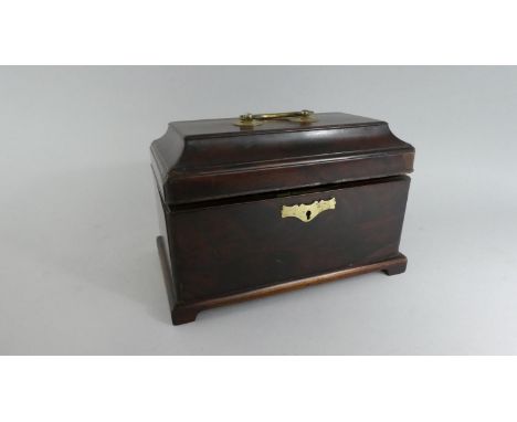 A Mid 19th Century Crossbanded Mahogany Box of Sarcophagus Form, Probably Tea Caddy but now Converted to Three Section Interi