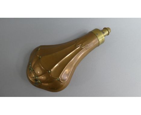 A 19th Century Copper and Brass Shot Flask, 18.5cms Long 