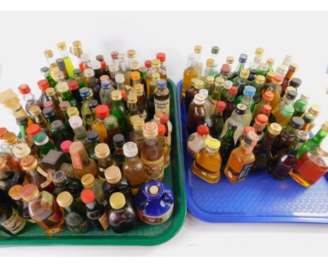 Miniature liqueur and spirit bottles, including whisky, rum, brandy, vodka and tequila, (137).