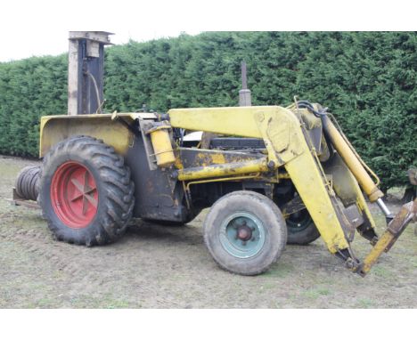 A 1970's JCB tractor conversion, with bucket, fork and bale clamp attachment.To be viewed on site at Grange Lodge, Irnham Roa