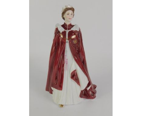 A Royal Worcester porcelain figure In Celebration of The Queen's 80th Birthday 2006, dressed in the robes of The Order of the