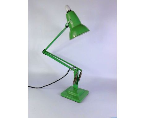 An Anglepoise eau de nil painted table lamp, raised on a square base, 94cm high extended.