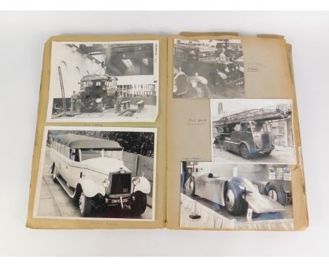 1930's and later black and white press photographs of racing and vintage cars, buses, trams and military vehicles,  (qty).
