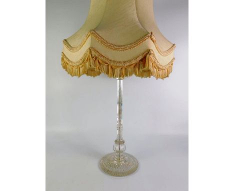 A cut glass table lamp, with shade, 73.5cm high.