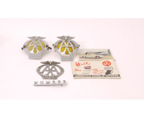 Automobile Association Car Badges, (3) including an early version prior to having the yellow backing, plus other interesting 