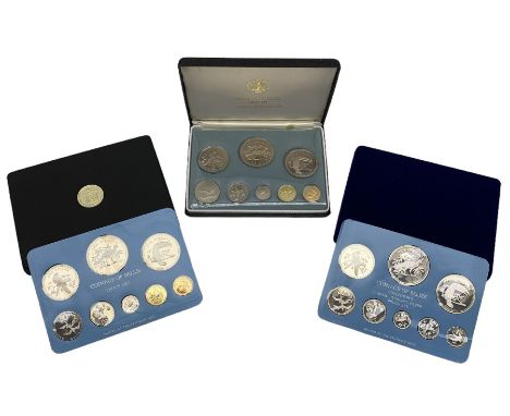 Coinage of Belize proof eight coin set, dated 1975,  all coins in sterling silver, from one cent to ten dollars and two Coina