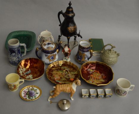 A mixed lot of ceramics including Carlton ware, German porcelain, Chinese teapot etc. 