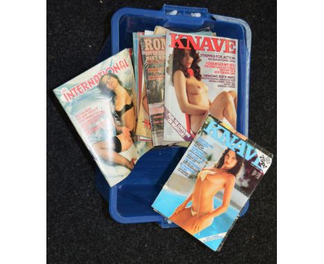 A quantity of vintage gentlemen's magazines includes Playbirds, Club International, Knave, etc.