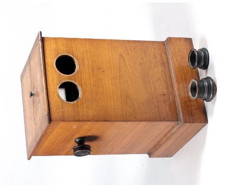 Table-Top Stereo Viewer for Spares or Repair. Wood construction with card advancing knobs. Missing viewing lenses. See lot nu