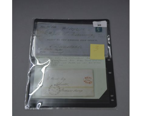 GB 1843 West Bromwich Penny Post entire to Wednesbury. West Bromwich double arc & oval (red) 'PAID ONEPENNY'. Plus cover with
