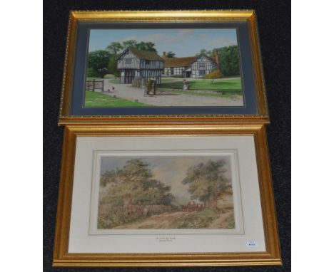 9 assorted pictures including watercolours and prints including an after H. Alken hunting plate, all framed and glazed 